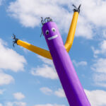 Inflatable,Dancing,,Flailing,Arms,Tube,Guy,,Blue,Sky,And,Clouds